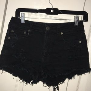 Black American Eagle distressed jean shorts
